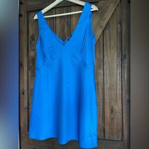 Nasty Gal satin v-neck blue mini dress size 8